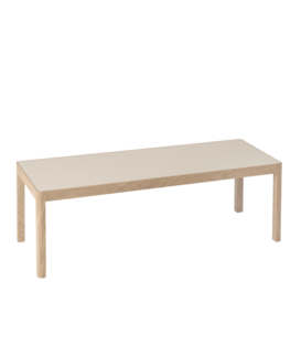 Workshop Salontafel eiken, warm grijs linoleum 120cm