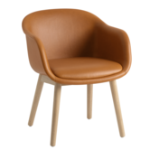 Fiber Conference Armchair wood base - Cognac leather