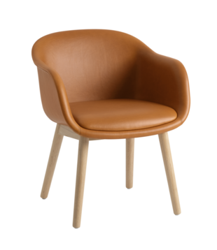 Fiber Conference Armchair wood base - Cognac leather
