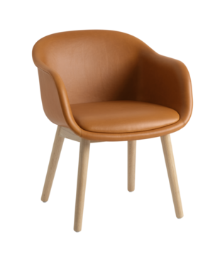 Muuto Fiber Conference Armstoel cognac leer, eiken poten