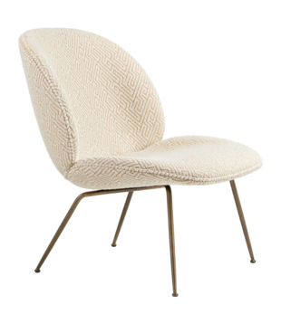 Gubi Beetle lounge chair Dora Boucle 02, base antique brass