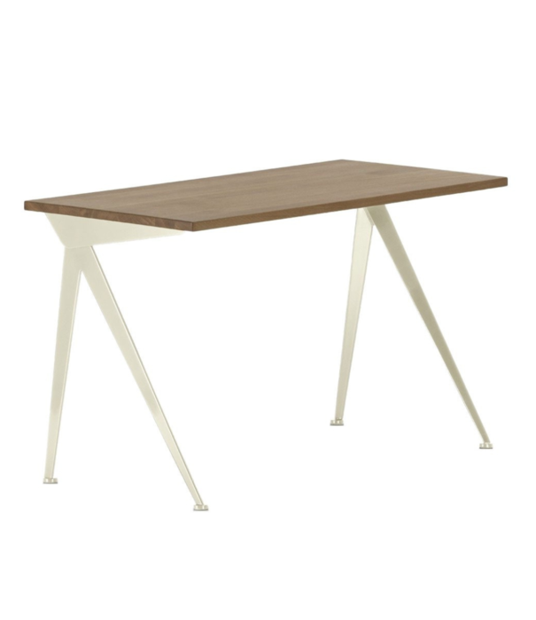 Vitra  Vitra Compas Direction Bureau Prouve Blanc, eiken tafelblad
