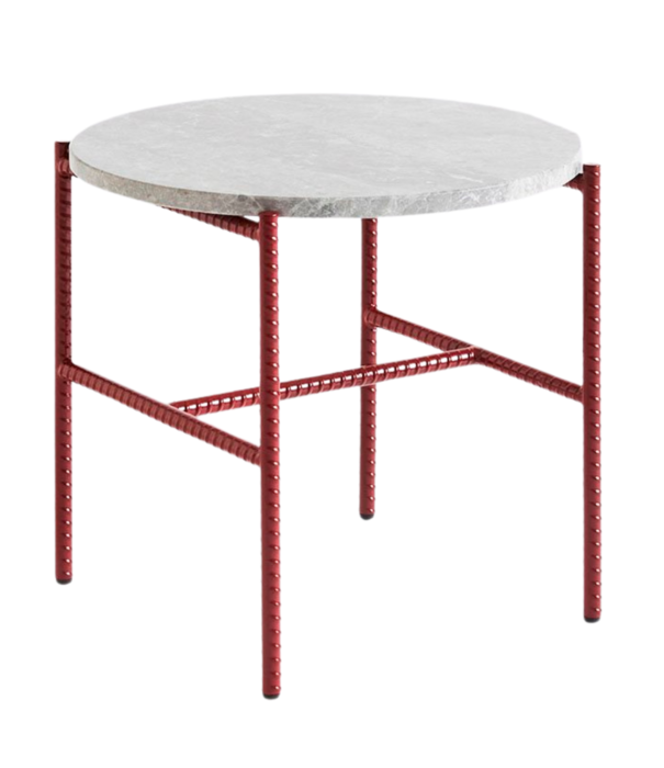 Hay  Hay - Rebar side table red - grey marble Ø45