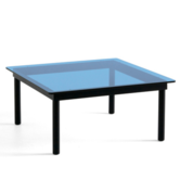 Kofi Salontafel Zwart - Blauw getint glas 80 x 80