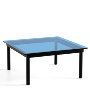 Hay - Kofi CoffeeTable Black - Blue glass 80 x 80