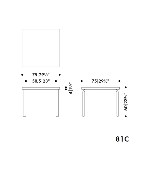 Artek  Artek Aalto's Children's Table 81C Square