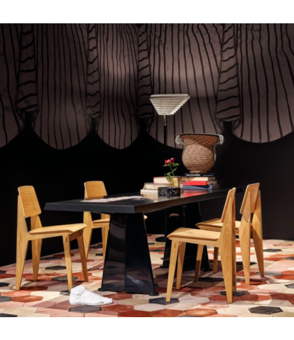 Vitra  Vitra Trapèze Dining Table black, black HPL laminate top