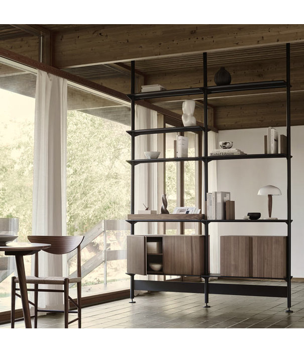 String  Furniture String - Pira G2 Shelf black, floor/ceiling mounted