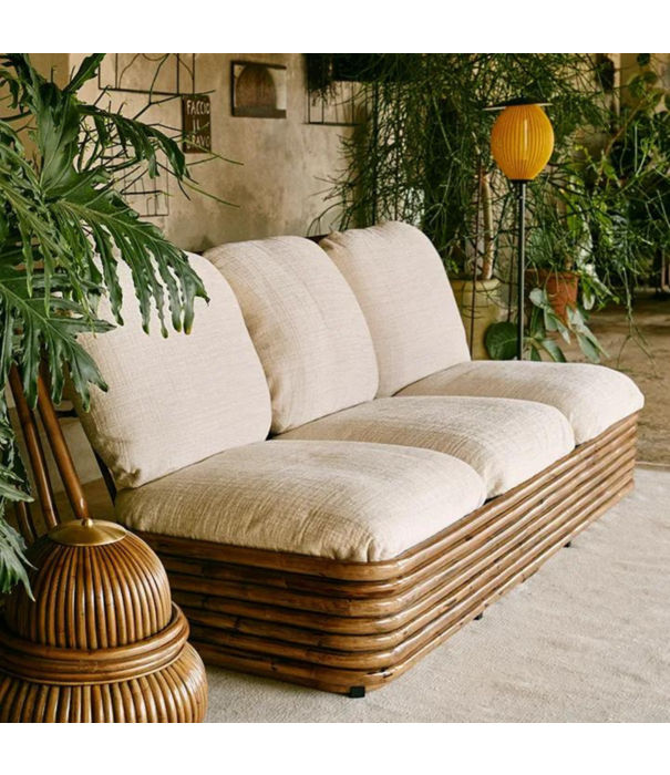 Gubi  Gubi - Bohemian 72 lounge bank, rattan - Diagonal Boucle 002