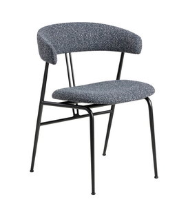 Gubi Violin Dining Chair Around Boucle 023, base black