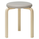 Stool 60 birch - seat leather Sörensen Prestige beige