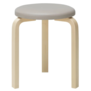 Artek - Stool 60 birch - seat leather Sörensen Prestige beige