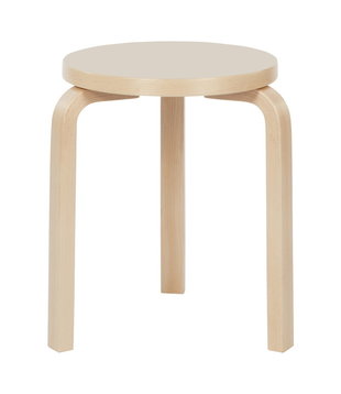 Artek - Stool 60 berken, mushroom linoleum