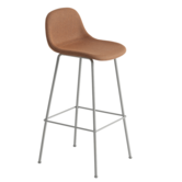 Muuto - Fiber barstool with back, tube base grey - Re wool 568