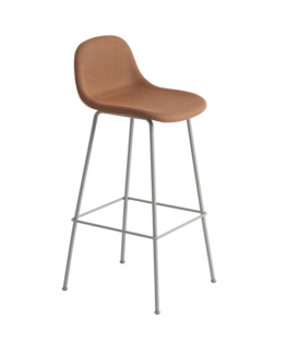 Muuto - Fiber barstool with back, tube base grey - Re wool 568