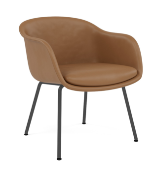 Muuto - Fiber Conference armstoel tube poten, cognac leer