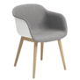 Muuto - Fiber armchair white, front remix 133 - wood base oak