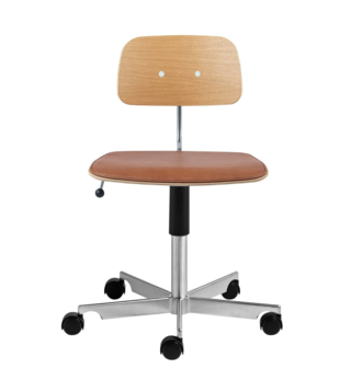 Montana - Kevi  2533 office chair oak / leather seat, polished frame
