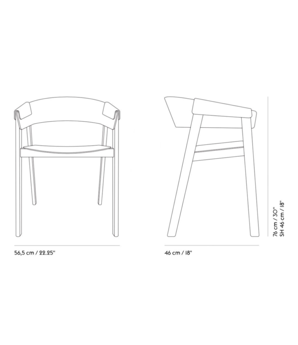 Muuto  Muuto Cover Eetkamerstoel met armleuning eiken