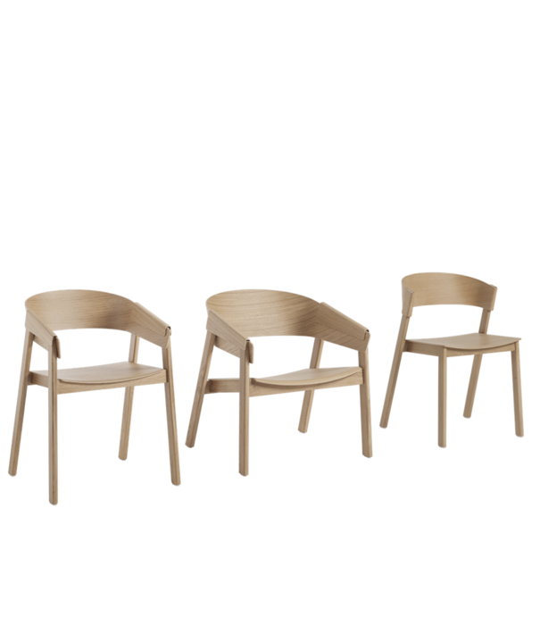 Muuto  Muuto Cover Lounge Stoel eiken, zitting cognac leer