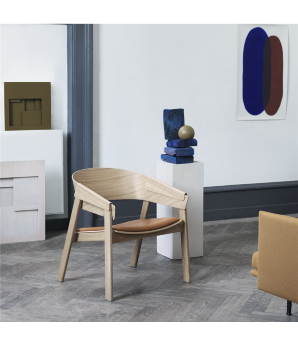 Muuto  Muuto - Cover Lounge Stoel zwart, zitting zwart leer