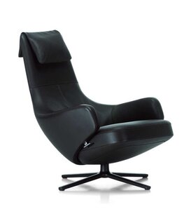 Vitra Repos Lounge Chair polished aluminium, premium F leather
