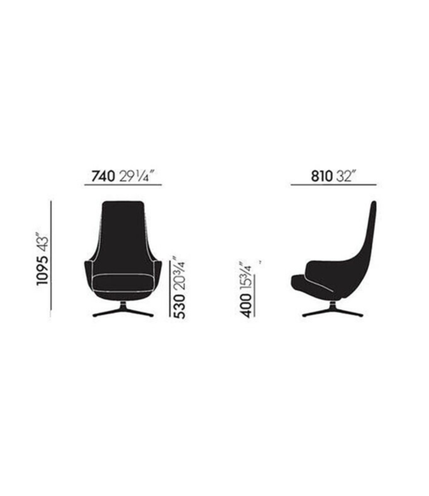 Vitra  Vitra Repos Lounge Chair polished aluminium, premium F leather