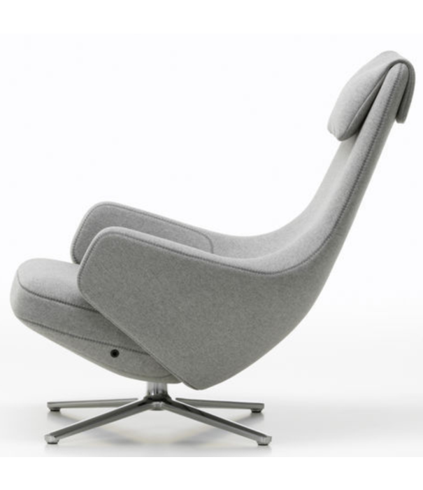 Vitra  Repos Lounge  Stoel gepolijst aluminium, Premium F leer