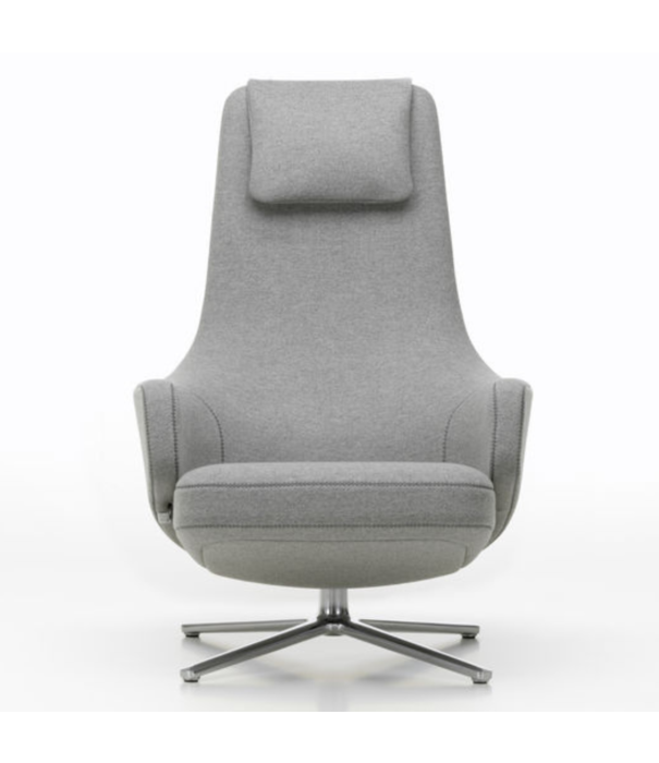 Vitra  Repos Lounge  Stoel gepolijst aluminium, Premium F leer