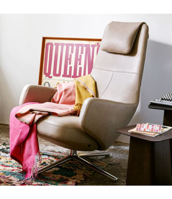 Vitra  Repos Lounge  Stoel gepolijst aluminium, Premium F leer