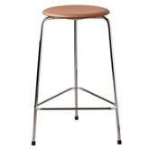 Fritz Hansen High Dot Counter Barkruk leer, 3 poten chrome H65