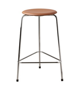 Fritz Hansen High Dot Counter Barkruk leer, 3 poten chrome
