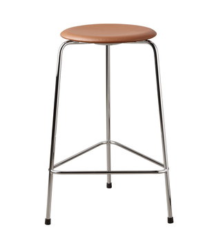 Fritz Hansen High Dot Counter Barkruk leer, 3 poten chrome