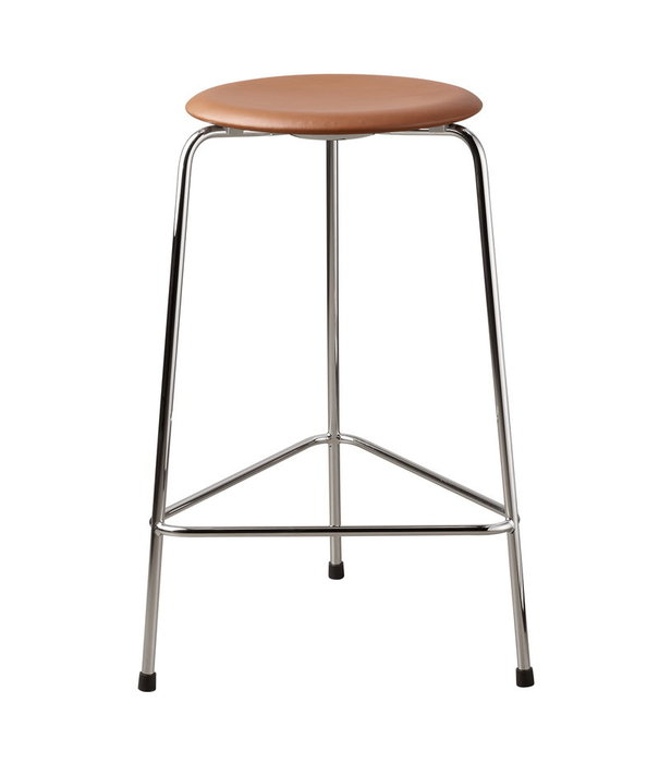 Fritz Hansen Fritz Hansen High Dot Counter Stool leather, 3 legs chrome H65
