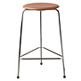 Fritz Hansen High Dot Counter Barkruk leer, 3 poten chrome H65