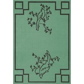 Layered - Chinoiserie wool rug, green