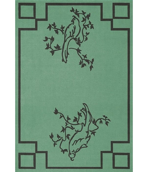 Layered  Layered - Chinoiserie wool rug, green