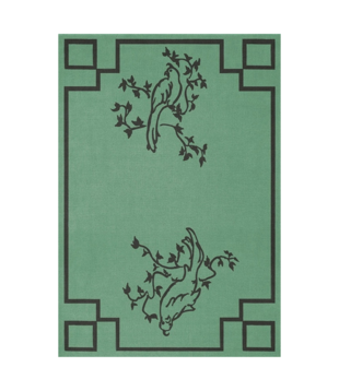 Layered - Chinoiserie rug parrot green
