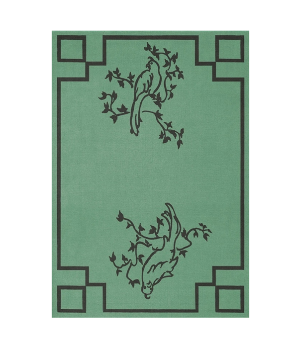 Layered  Layered - Chinoiserie wool rug, green