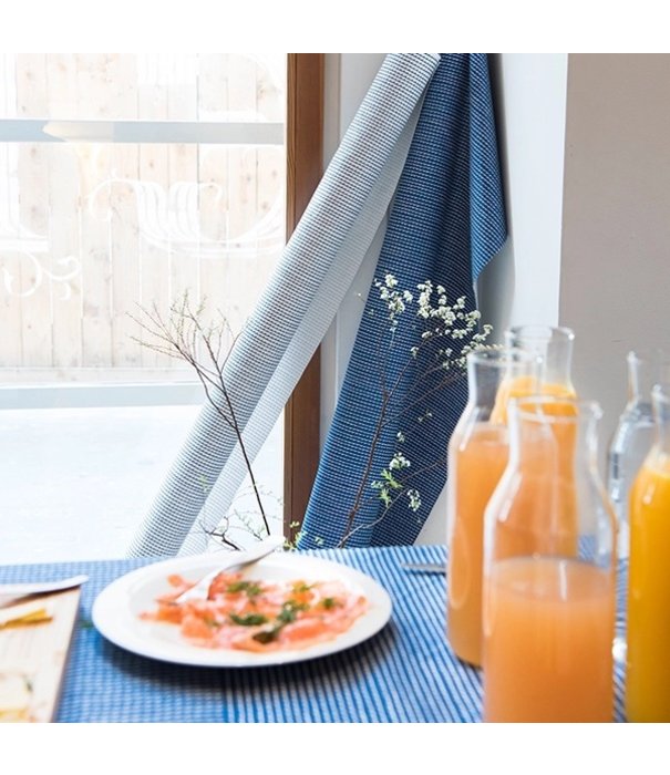 Artek  Artek - Rivi canvas cotton fabric / 150 x 300 cm, blue - white