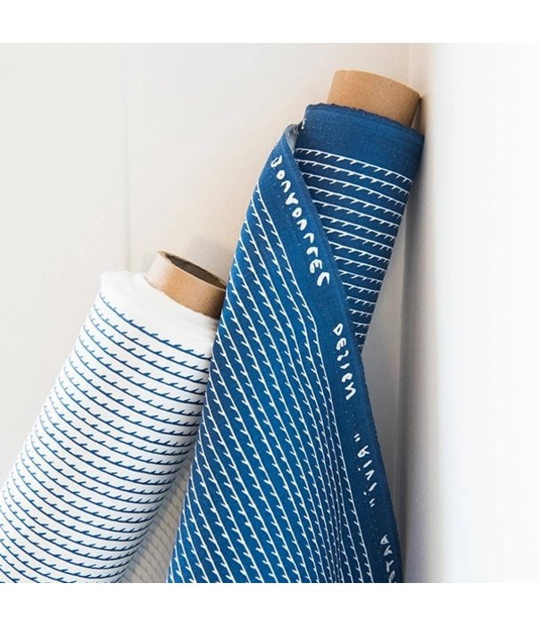 Artek  Artek - Rivi canvas cotton fabric / 150 x 300 cm, white - blue