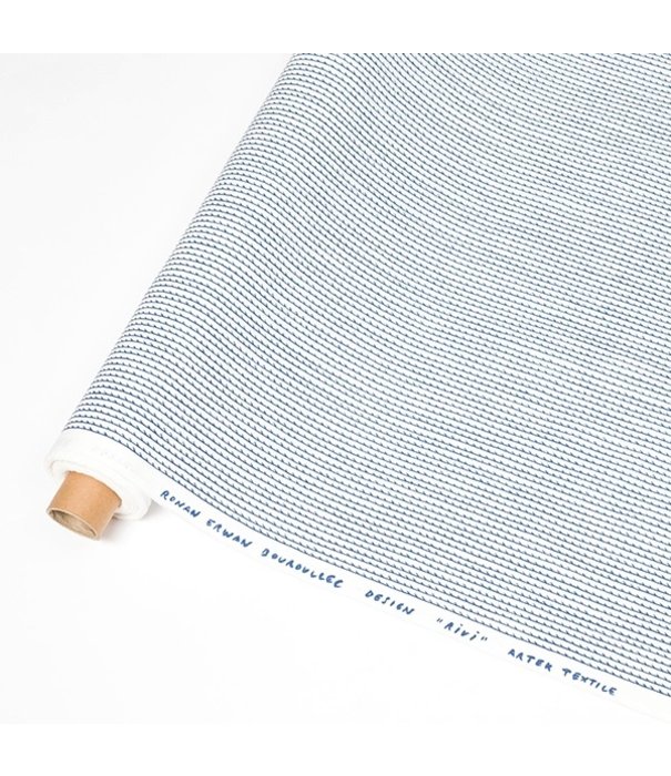 Artek  Artek - Rivi canvas cotton fabric / 150 x 300 cm, white - blue