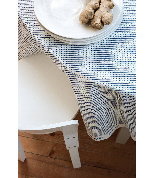 Artek  Artek - Rivi canvas katoenen stof / 150 x 300 cm, white - blue