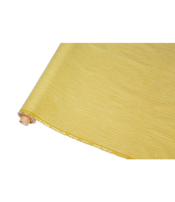 Artek  Artek - Rivi canvas cotton fabric / 150 x 300 cm, mustard - white