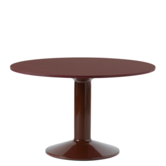 Midst Eettafel rood linoleum, rood voet Ø120
