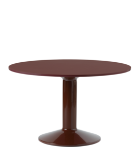 Midst Dining Table red linoleum, dark red base 120cm