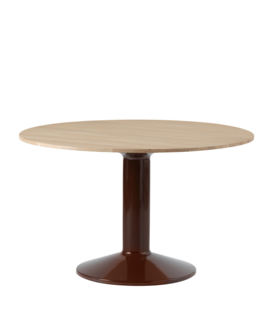 Midst Eettafel geolied eiken, rood voet Ø120