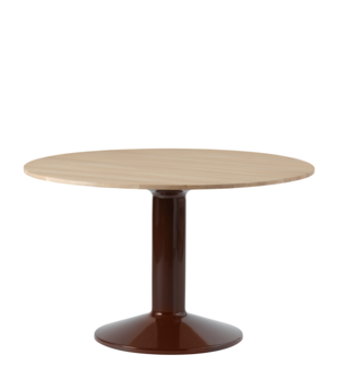 Midst Dining Table oiled oak, red base Ø120