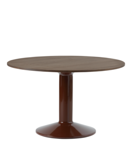 Midst Eettafel donker eiken, donker rood voet 120cm