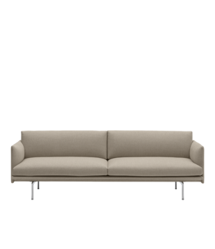 Muuto - Outline 3-zits Bank Ecriture 240, voet aluminium